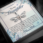 To My Daughter Remember how Much You Are Loved Dragonfly Pendant Necklace