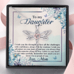 To My Daughter Remember how Much You Are Loved Dragonfly Pendant Necklace