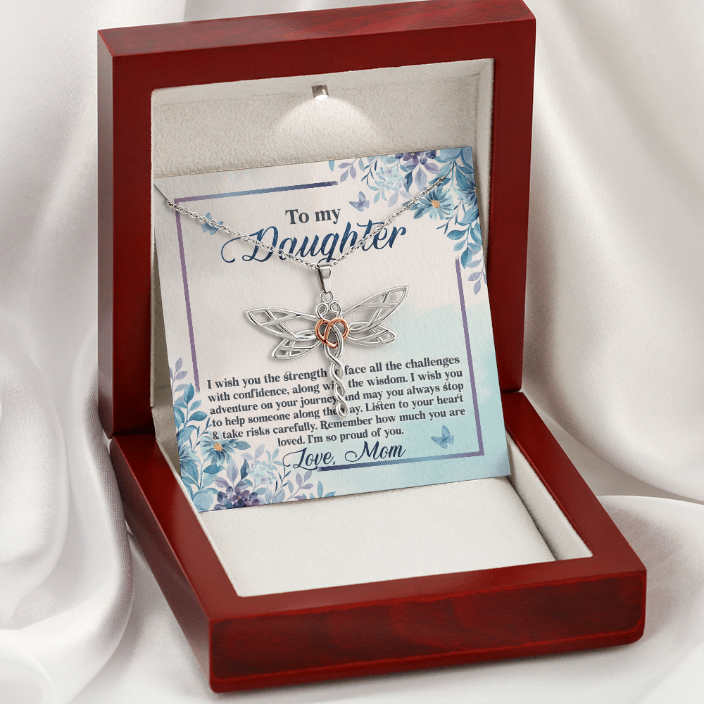 To My Daughter Remember how Much You Are Loved Dragonfly Pendant Necklace