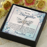 To My Daughter Remember how Much You Are Loved Dragonfly Pendant Necklace