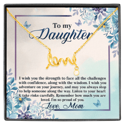 To My Daughter Remember how Much You Are Loved Scripted Love Necklace - Scripted Love Necklace (18K Yellow Gold)