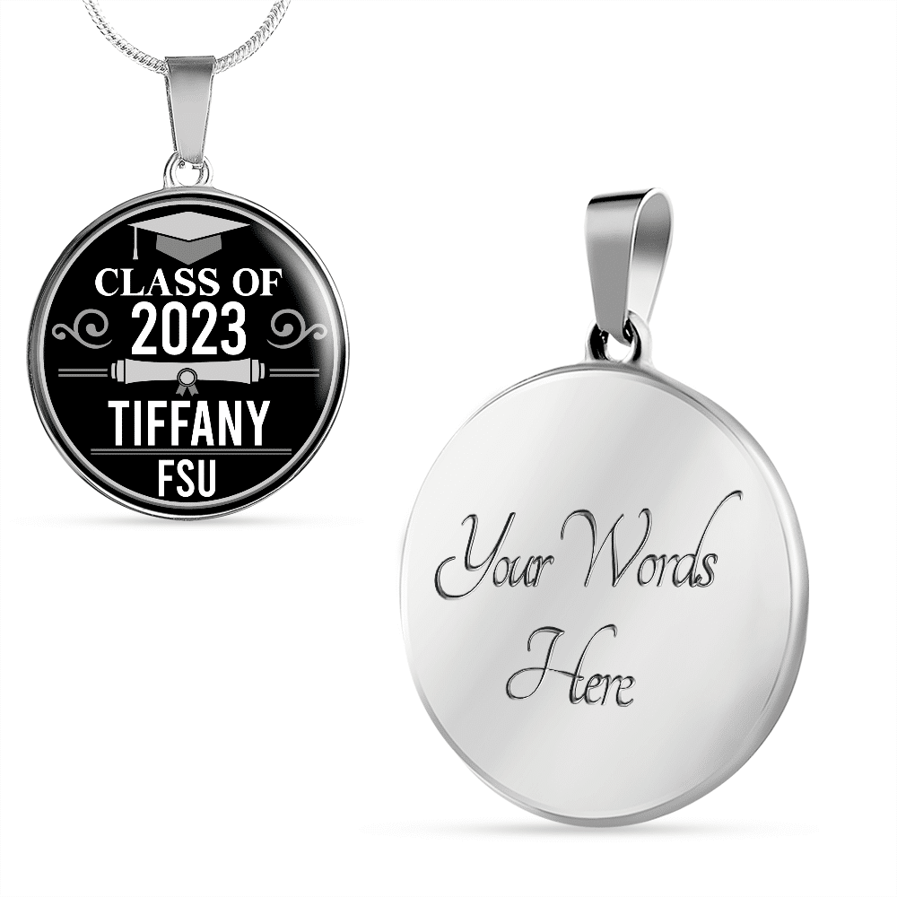 Personalized Year Graduation Class Of Circle Pendant Necklace - Graduation Gifts