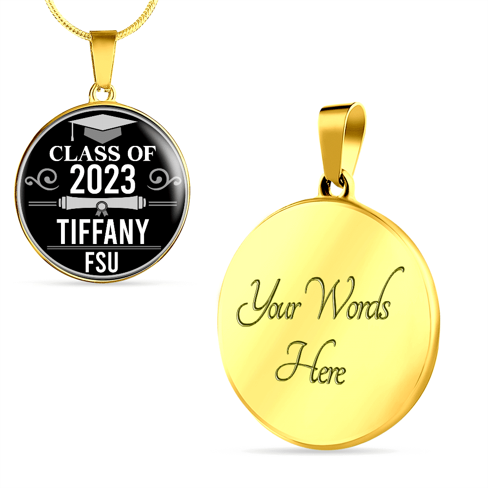 Personalized Year Graduation Class Of Circle Pendant Necklace - Graduation Gifts