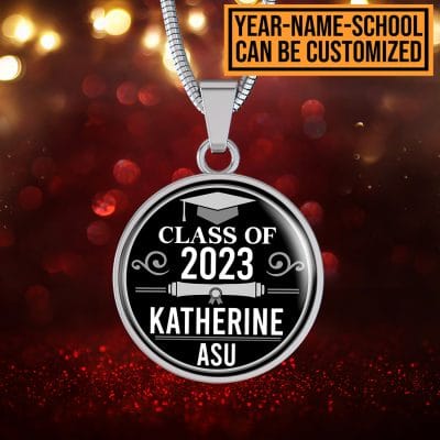 Alternative view of Personalized Year Graduation Class Of Circle Pendant Necklace - Graduation Gifts