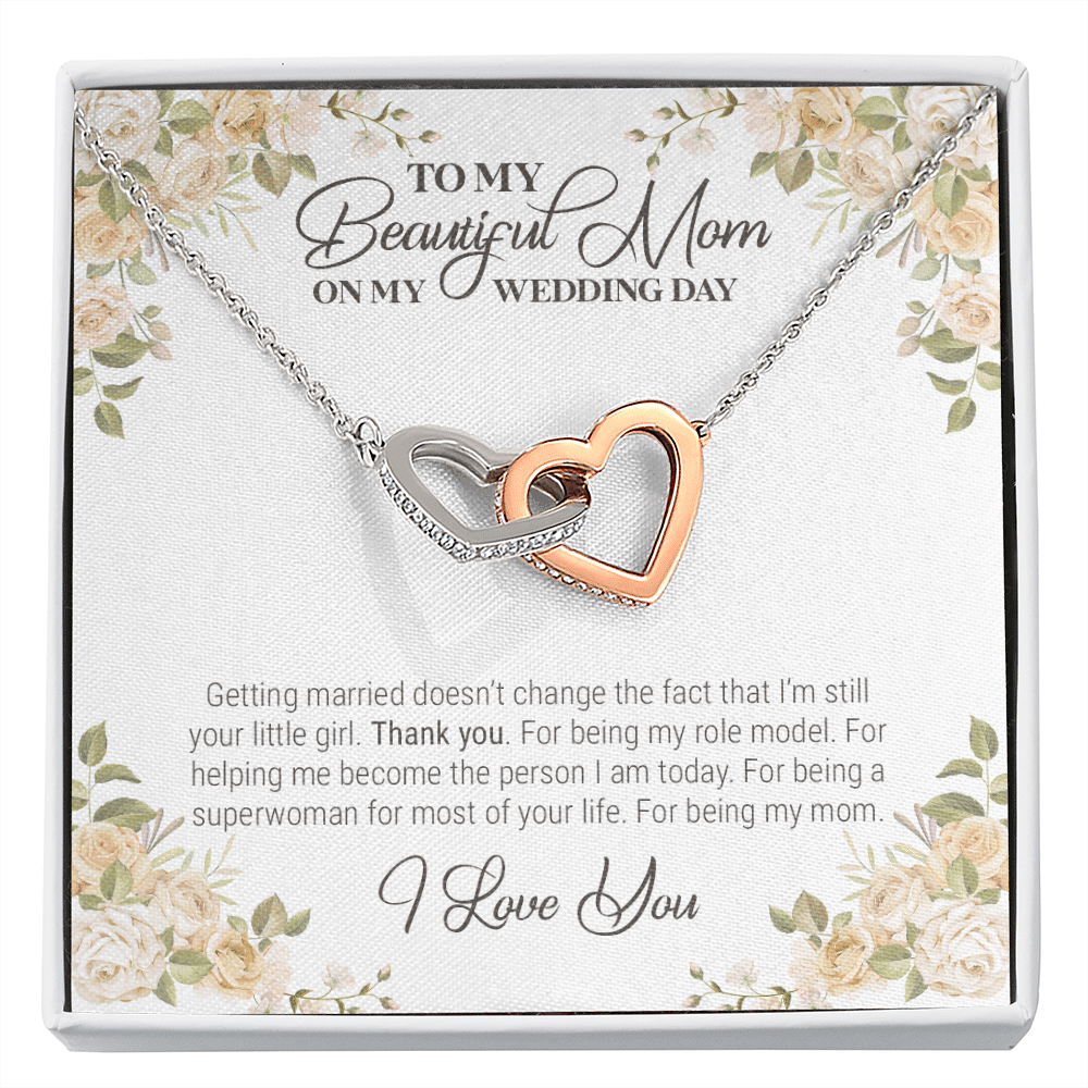 To My Beautiful Mom On My Wedding Day Interlocking Hearts Pendant Necklace - Wedding Gift For Mom From Bride - Interlocking Hearts Necklace To My Beautiful Mom On My Wedding Day Interlocking Hearts Pendant Necklace - Wedding Gift For Mom From Bride - Interlocking Hearts Necklace