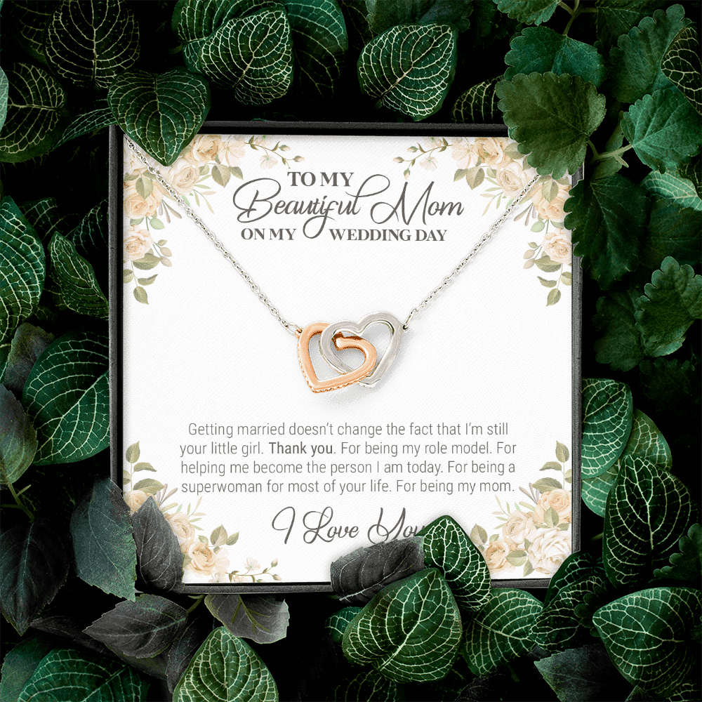 To My Beautiful Mom On My Wedding Day Interlocking Hearts Pendant Necklace - Wedding Gift For Mom From Bride To My Beautiful Mom On My Wedding Day Interlocking Hearts Pendant Necklace - Wedding Gift For Mom From Bride