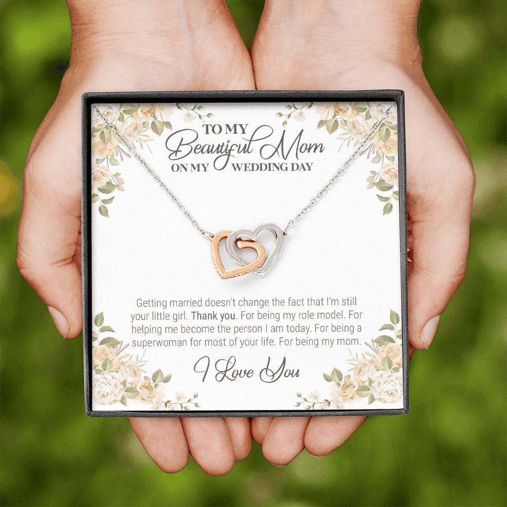 To My Beautiful Mom On My Wedding Day Interlocking Hearts Pendant Necklace - Wedding Gift For Mom From Bride To My Beautiful Mom On My Wedding Day Interlocking Hearts Pendant Necklace - Wedding Gift For Mom From Bride