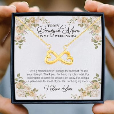 Alternative view of To My Beautiful Mom On My Wedding Day Infinity Heart Pendant Necklace - Wedding Gift For Mom From Bride