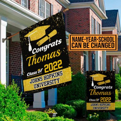 Alternative view of Personalized Name Congrats Class Of 2023 Senior Outdoor House Flag - Custom Graduation 2023 2024 Home Garden Flag