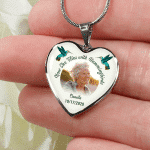 Custom Photo Now She Flies With Hummingbirds Memorial Heart Pendant Necklace - Bangle - Loving Memory Bangle