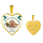 Custom Photo Now She Flies With Hummingbirds Memorial Heart Pendant Necklace - Bangle - Loving Memory Bangle