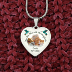 Custom Photo Now She Flies With Hummingbirds Memorial Heart Pendant Necklace - Bangle - Loving Memory Bangle