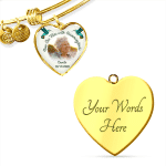 Custom Photo Now She Flies With Hummingbirds Memorial Heart Pendant Necklace - Bangle - Loving Memory Bangle