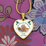 Custom Photo Now She Flies With Hummingbirds Memorial Heart Pendant Necklace - Bangle - Loving Memory Bangle