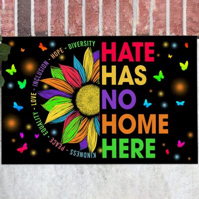 Hate Has No Home Here Kindness Peace Equality Love Inclusion Hope Diversity House Doormat - Outdoor Indoor Doormat