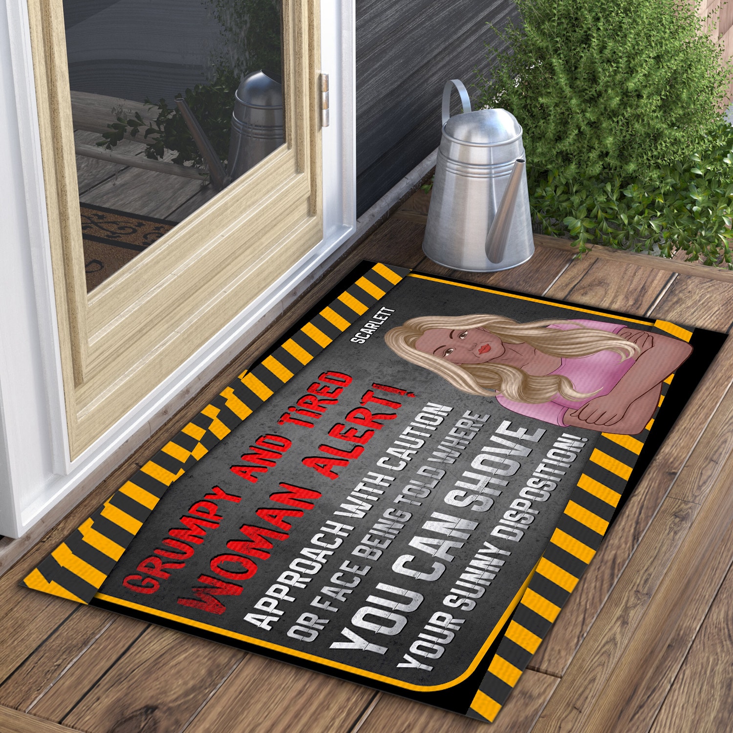 2O. Woman Alert (Sample Design) Doormat mockup 3