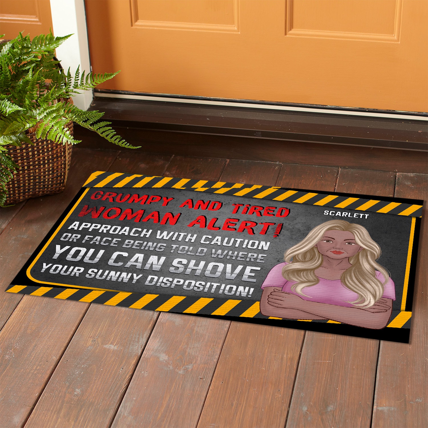 2O. Woman Alert (Sample Design) Doormat mockup 1