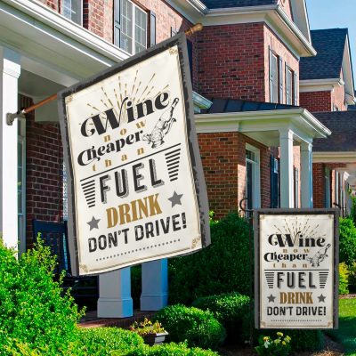 Alternative view of Vintage Wine Now Cheaper Than Fuel Outdoor Indoor Decorative Garden Flag - House Flag - Wall Flag