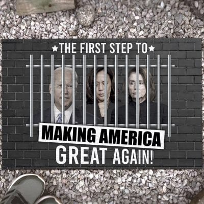 The First Step to Making America Great Again Anti Biden Kamala Pelosi Entrance Indoor Outdoor Decorative Doormat