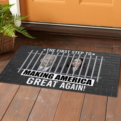 Alternative view of The First Step to Making America Great Again Anti Biden Kamala Entrance Indoor Outdoor Decorative Doormat