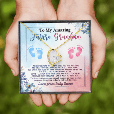 Baby Bump To My Amazing Future Grandma I Am On The Way Forever Heart Pendant Necklace - Grandma To Be Gifts