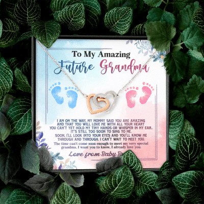 Baby Bump To My Amazing Future Grandma I Am On The Way Interlocking Hearts Pendant Necklace