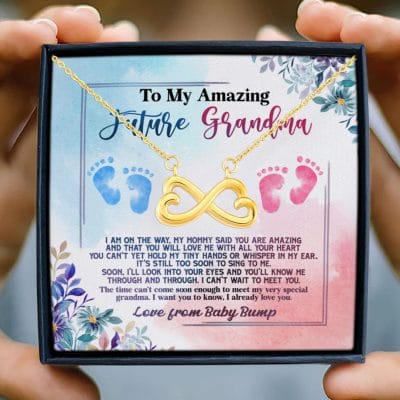 Alternative view of Baby Bump To My Amazing Future Grandma I Am On The Way Infinity Heart Pendant Necklace - Grandma To Be Gifts