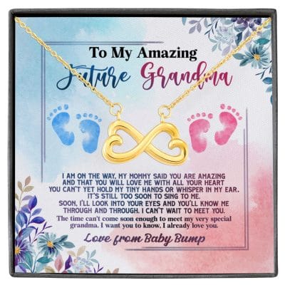 Baby Bump To My Amazing Future Grandma I Am On The Way Infinity Heart Pendant Necklace - Grandma To Be Gifts