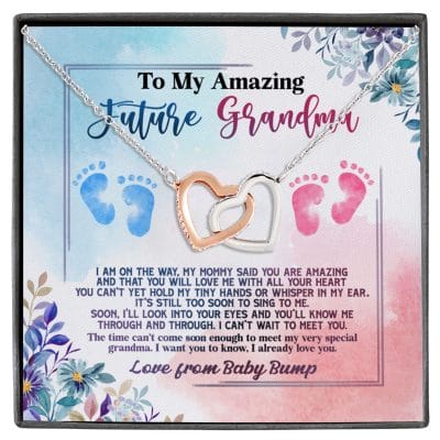 Baby Bump To My Amazing Future Grandma I Am On The Way Interlocking Hearts Pendant Necklace