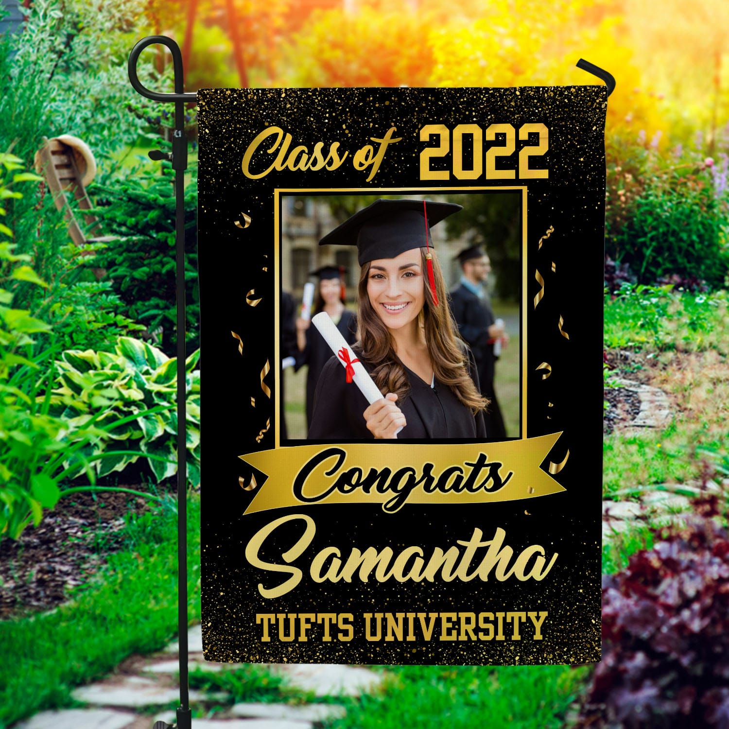 7 HG UU TIEN. Photo Graduation Flag (Sample Design 2) Garden Flag Mockup 1