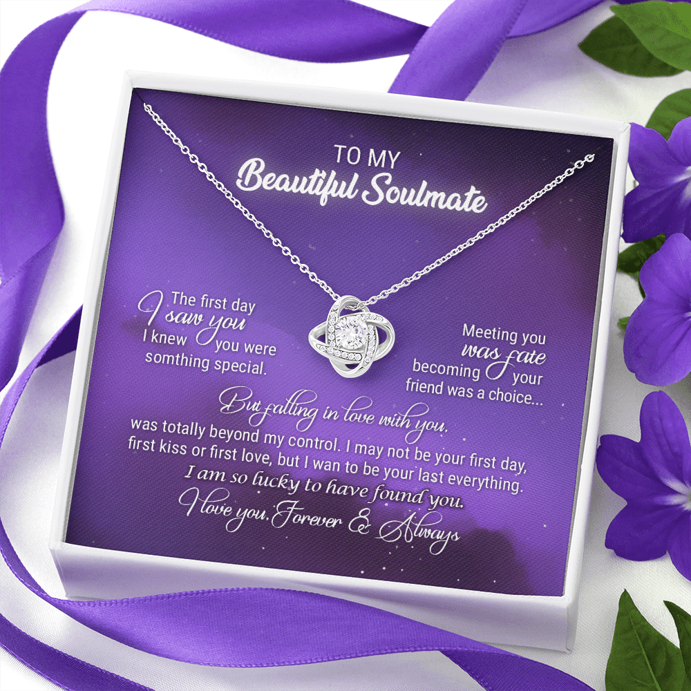 To My Soulmate I Love You Forever and Always Love Knot Necklace