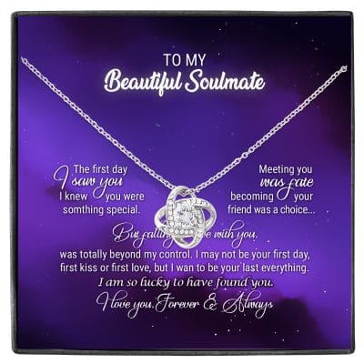To My Soulmate I Love You Forever and Always Love Knot Necklace
