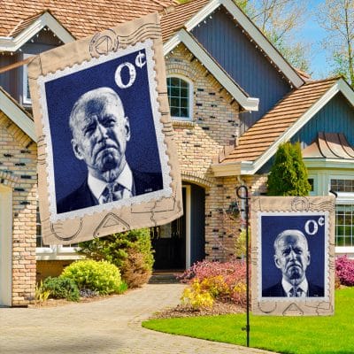 Alternative view of Joe Biden Zero Cents Stamp 0 President Anti Biden Outdoor Indoor Decorative Garden Flag - House Flag