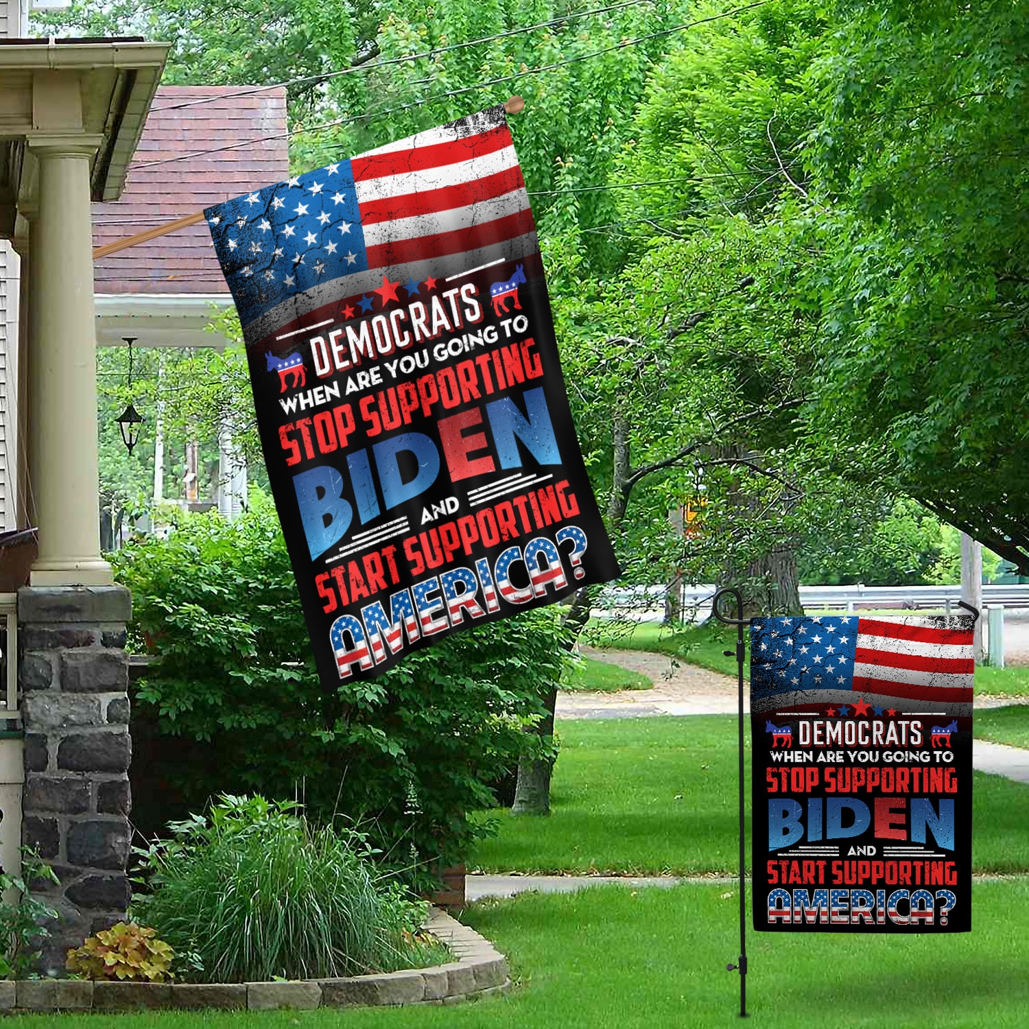 1O. Stop Supporting Biden (30x40) Garden & House Mockup 1