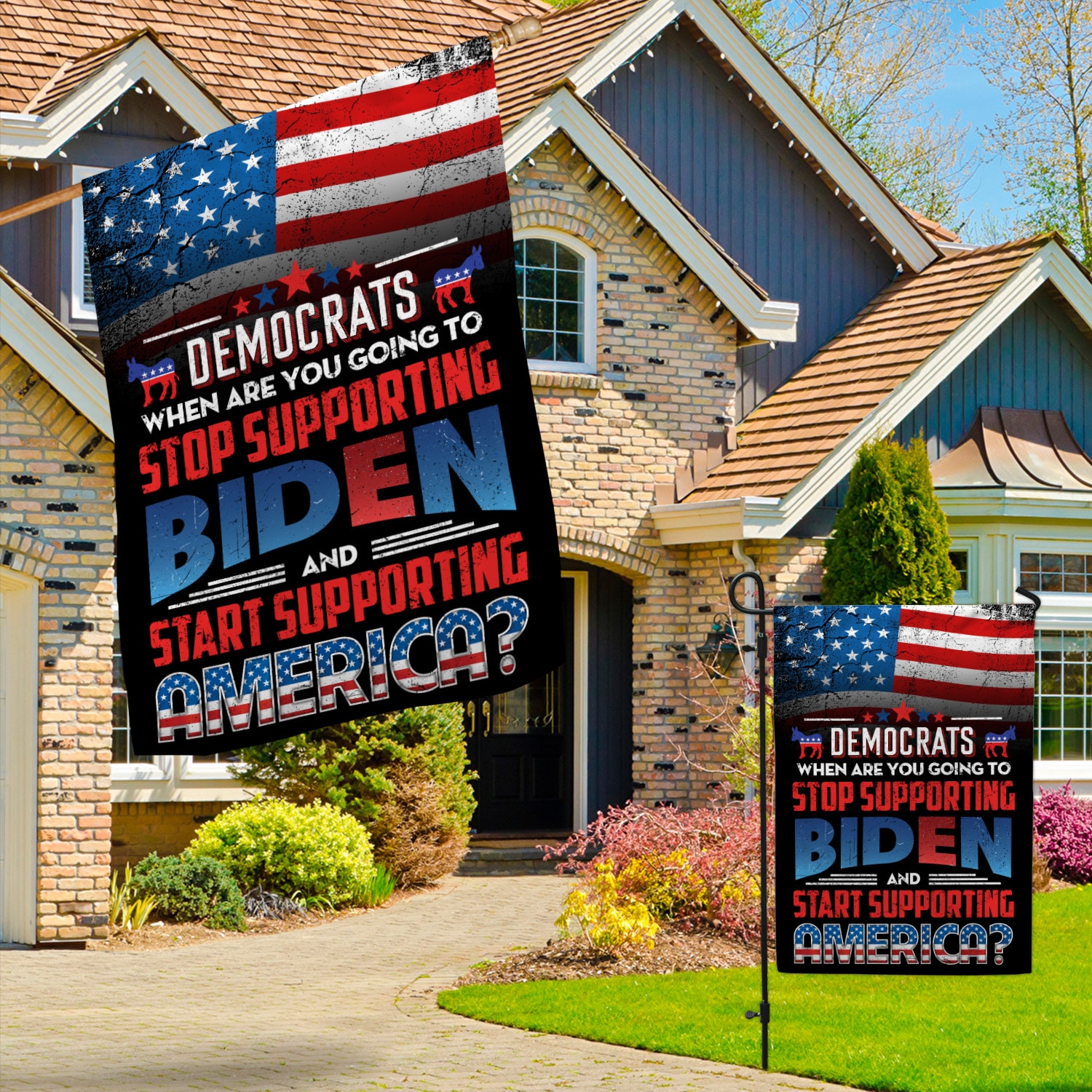 1O. Stop Supporting Biden (30x40) Garden & House Mockup 3