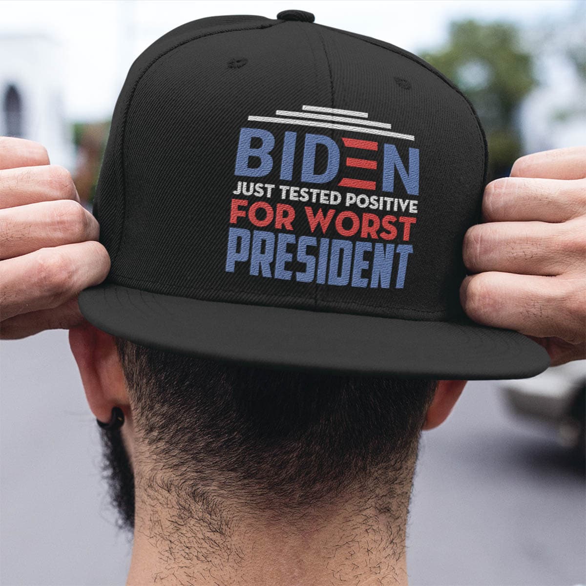 2O. Worst President-backwards-snapback-hat-mockup-of-a-trendy-guy-a11840