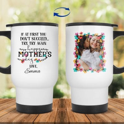 14 oz. White Travel Mug