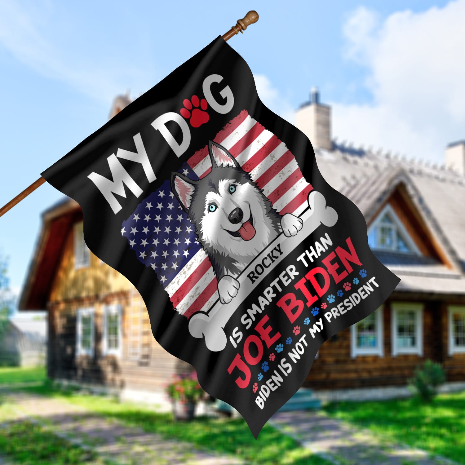 1O. Smarter Than (Sample Design 2) House Flag Mockup 5