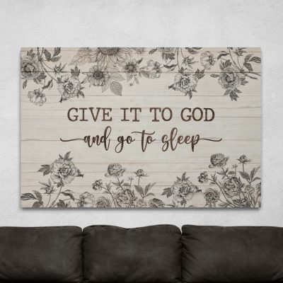 Give It to God and Go to Sleep Vintage Framed Canvas - Christian Unframed Poster