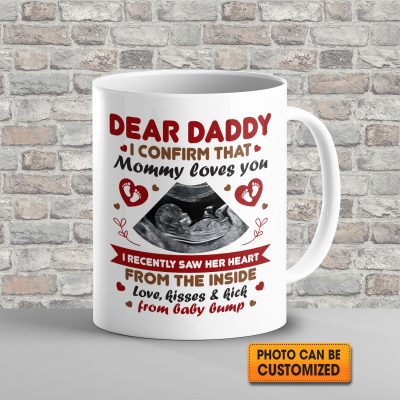 Alternative view of Personalized Photo Dear Daddy I Confirm That Mommy Loves You Dad Coffee Mug - Water Bottle - New Dad Gift