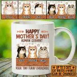 Personalized Cat Breeds Happy Mother's Day Human Servant Your Tiny Furry Overlords Ceramic Coffee Mug