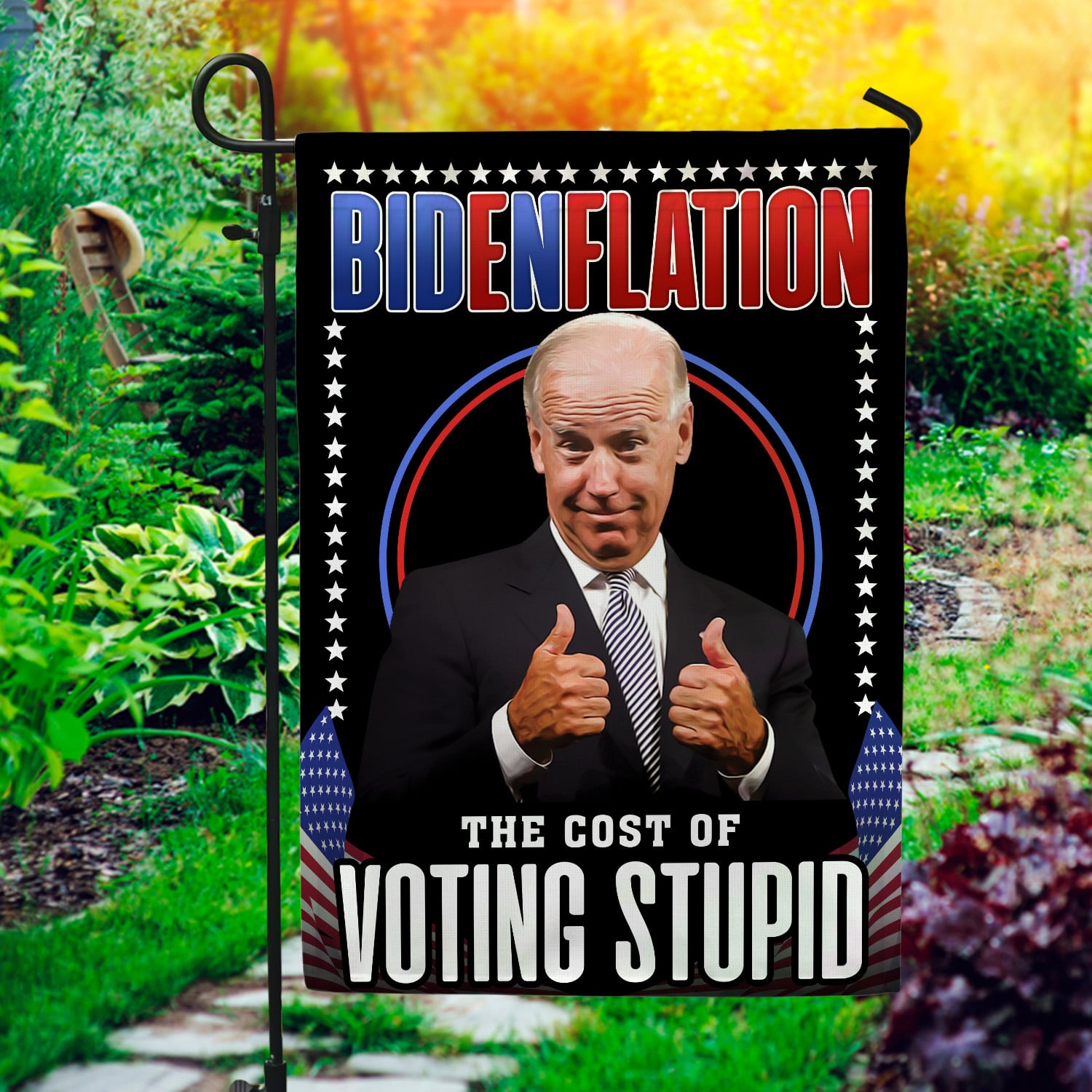 1Th. Bidenflation (30x40) Garden Flag Mockup 1