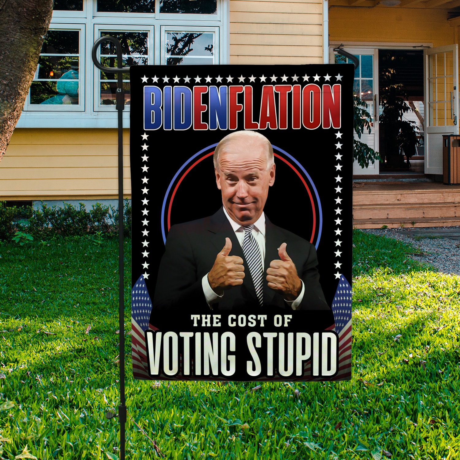 1Th. Bidenflation (30x40) Garden Flag Mockup 3