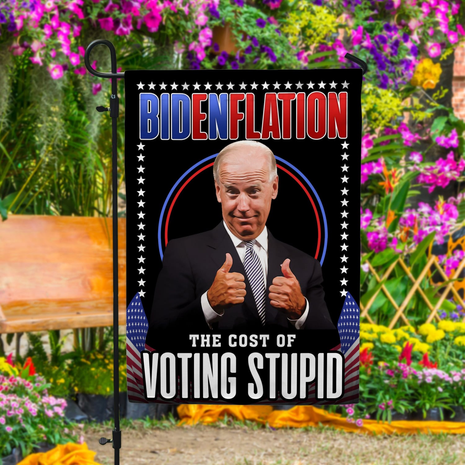 1Th. Bidenflation (30x40) Garden Flag Mockup 4