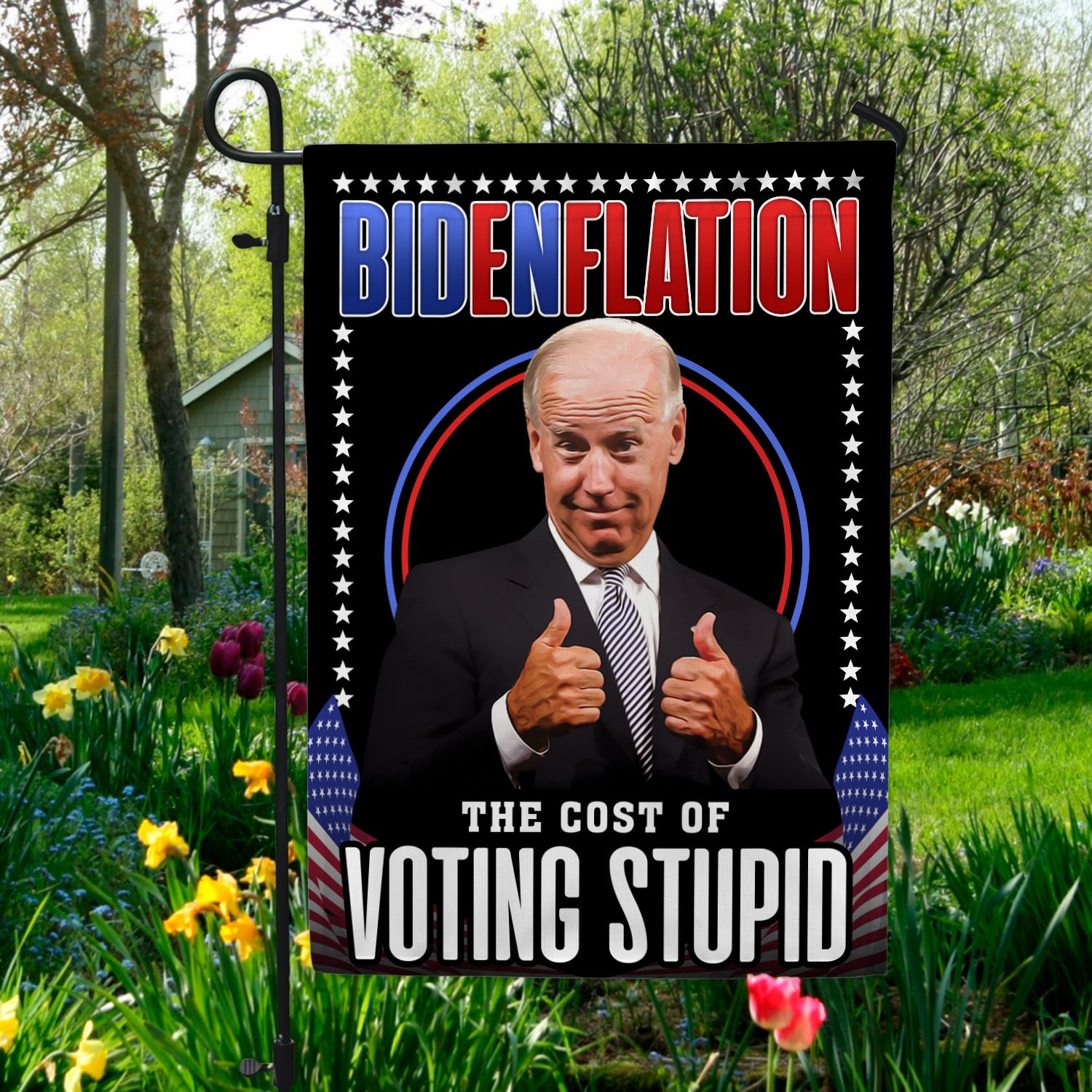 1Th. Bidenflation (30x40) Garden Flag Mockup 5