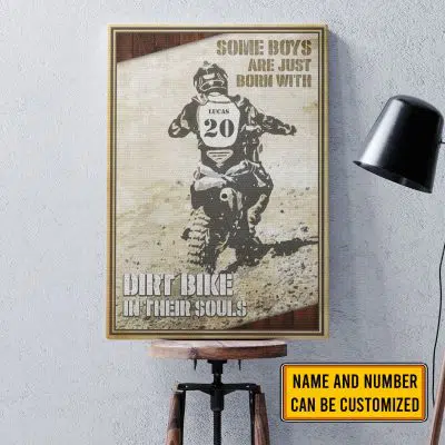 Personalized Some Boys Are Just Born With Dirt Bike In Their Souls Canvas Prints - Unframed Poster