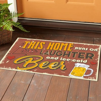 Alternative view of This Home Runs On Love Laughter And Ice-Cold Beer House Doormat - Beer Lover Outdoor Indoor Doormat