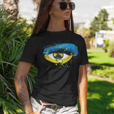 Alternative view of Ukraine Eyes Tear Stay Strong Peace No War T-Shirt - V-Neck Shirt