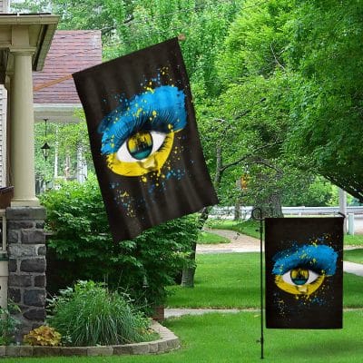 Alternative view of Ukraine Eyes Tear Stay Strong Peace No War Flag - Wall Flag - Garden Flag