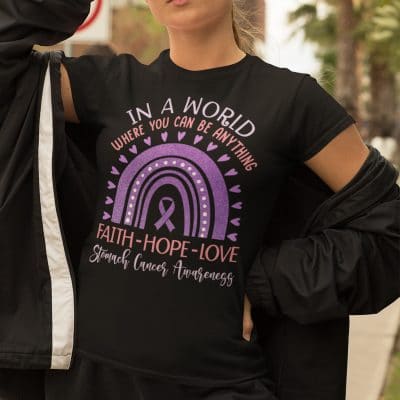 Alternative view of In a World Where You Can Be Anything T-Shirt - Stomach Cancer Awareness T-Shirt